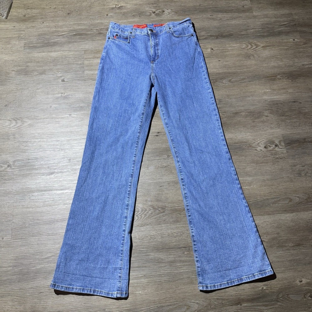 NYDJ Bootcut Jeans Womens Size 12 Tummy Tuck Stretch Blue Denim Made USA